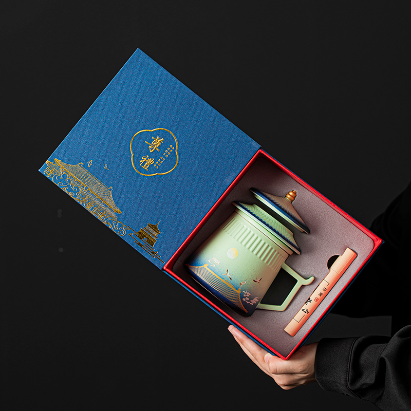 故宫文创茶水分离泡茶杯送父亲带盖马克杯教师节中秋公司伴手礼品