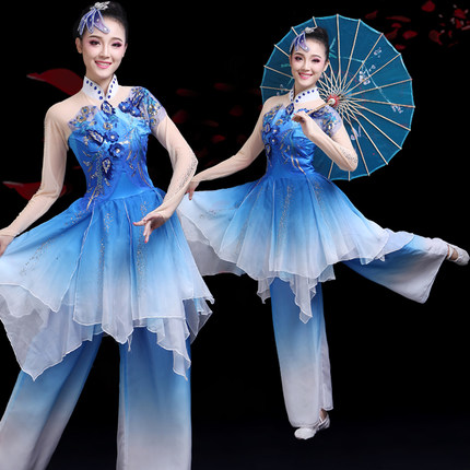 古典舞演出服2026新款女飘逸舞蹈服装中国风伞舞扇子舞江南秧歌服