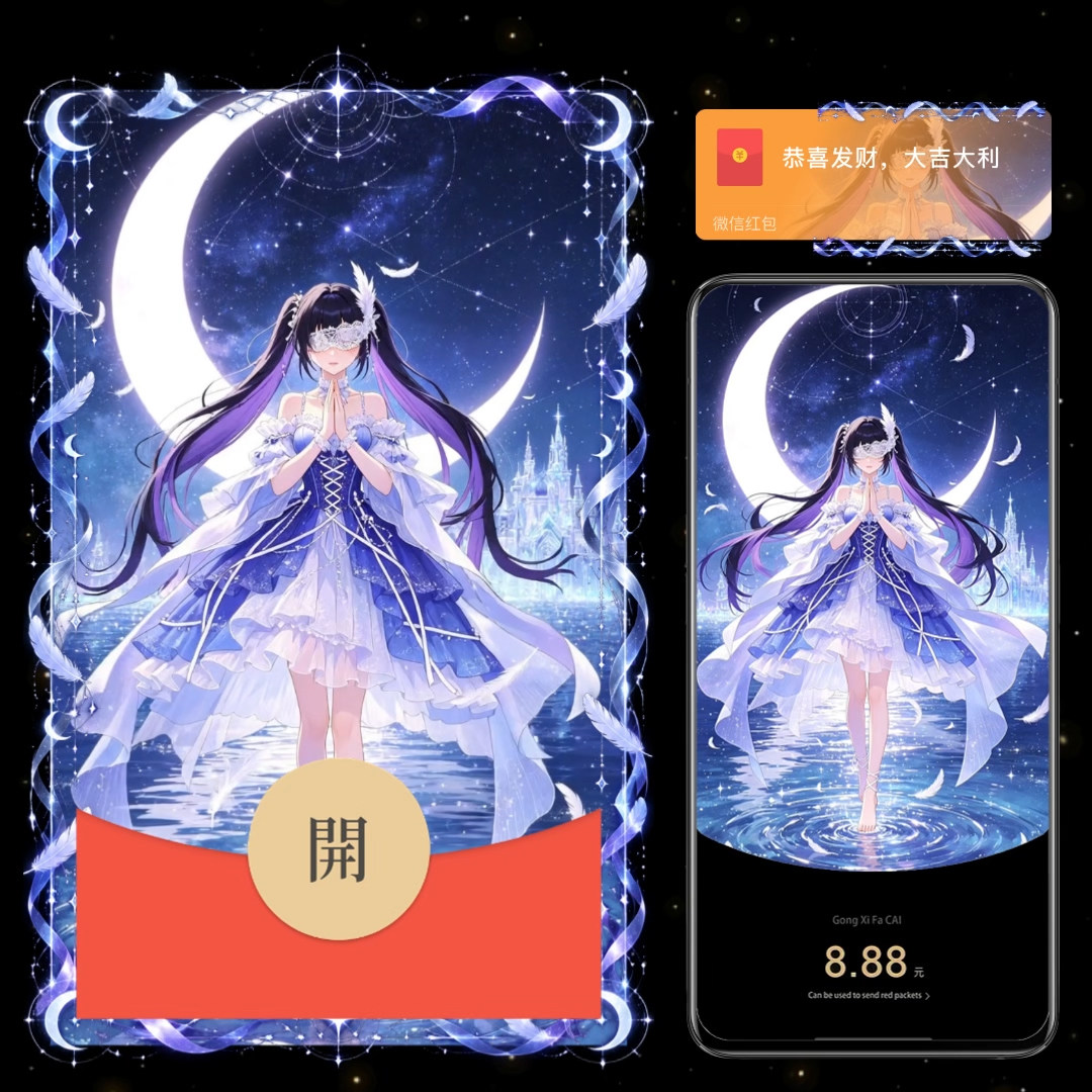 【初音】月祈少女微信红包封面v×皮肤动漫中秋节快乐动态序列号 未来