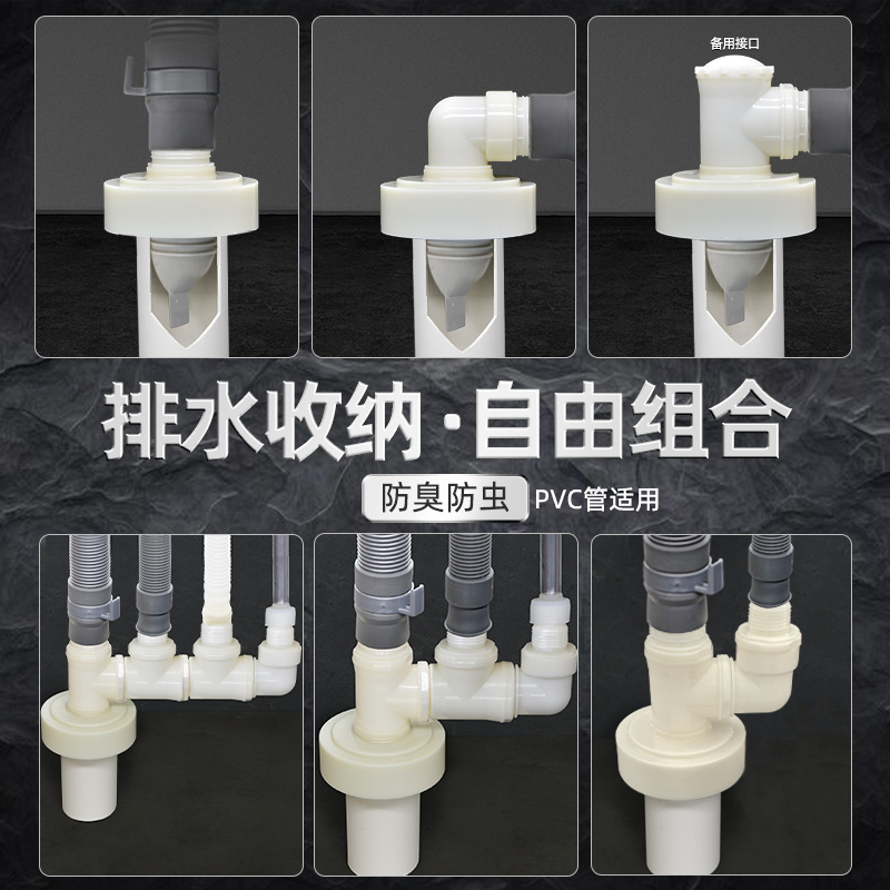 藏龙厨房下水管三通防臭密封圈