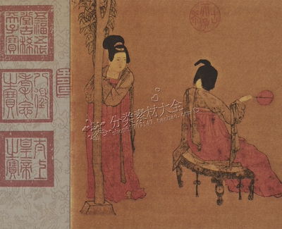 GT34唐朝 周昉（传）挥扇仕女图TIF超高清国画电子版名画图片素材