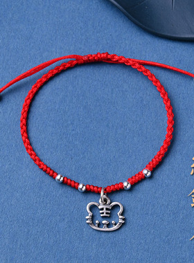 本命年925银小老虎红绳手链女学生红色手绳旺运平安男情侣礼物