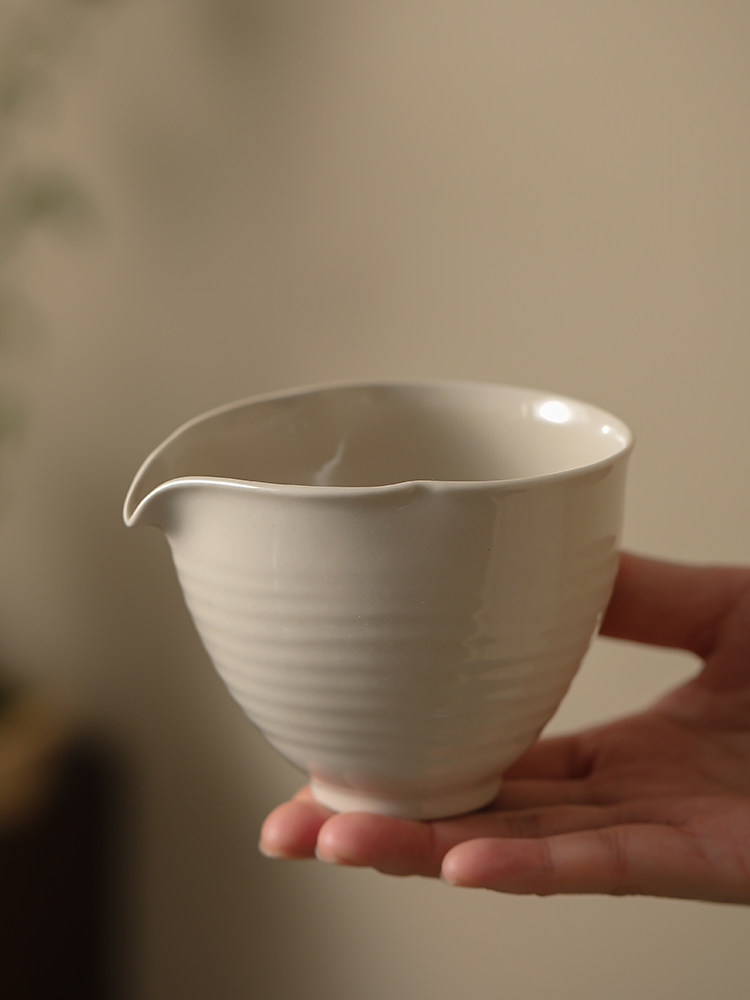 Jiyi Plant灰色陶瓷直口公平杯家用茶具大茶海茶隔断手工平杯男杯