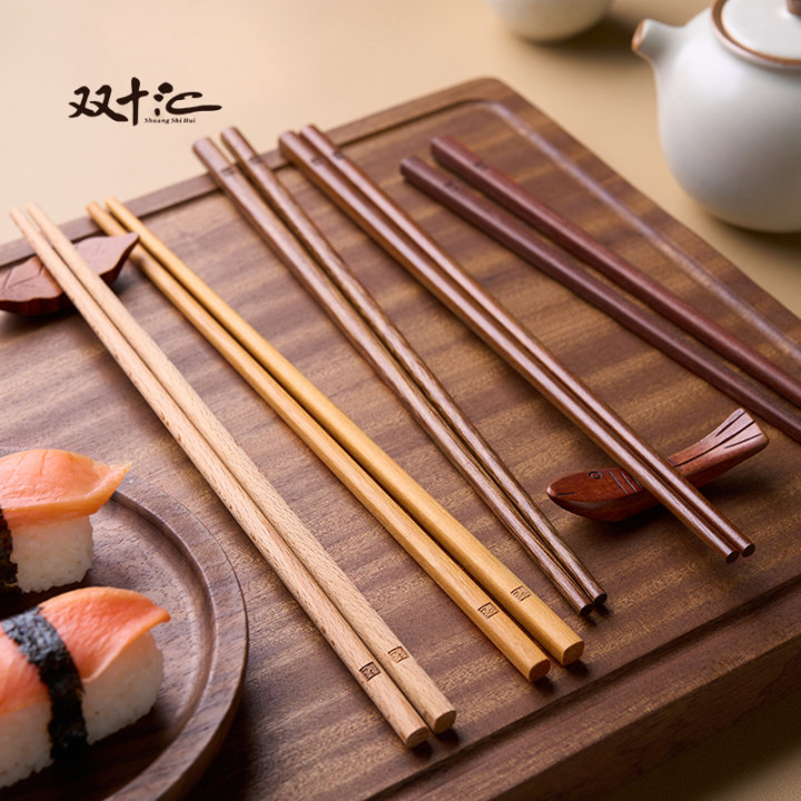 天然实木无漆无蜡五色分餐筷子
