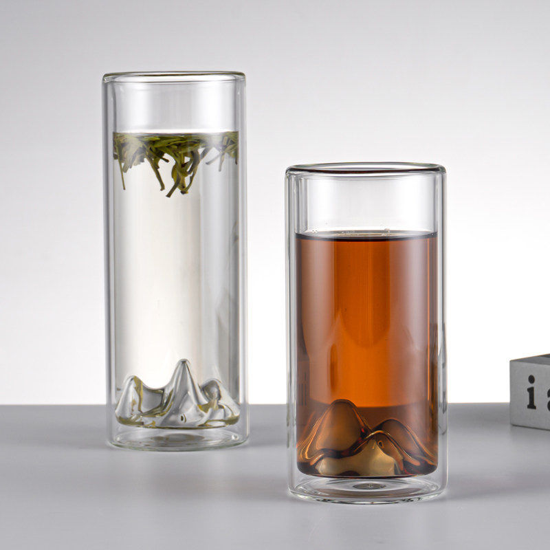 mrwater双层玻璃杯耐热透明绿茶杯直身观山杯家用待客泡茶杯水杯,餐饮具,玻璃杯,淘宝优惠券,粉丝福利购,淘宝优惠卷