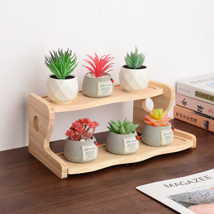 桌面置物架松木多层收纳手办化妆品展示架书桌宿舍整理简约小型