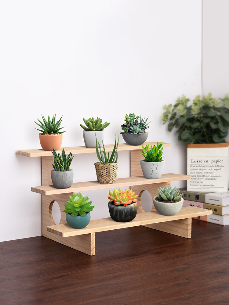 花架实木阳台盆栽多肉梯形展示架多层桌面手办收纳架多功能置物架,收纳整理,阳台置物架,淘宝优惠券,粉丝福利购,淘宝优惠卷