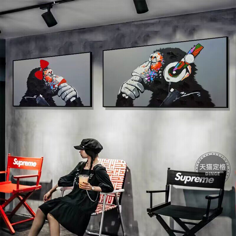 嘻哈大猩猩客厅装饰画潮流说唱音乐酒吧餐吧挂画餐厅卧室个性壁画