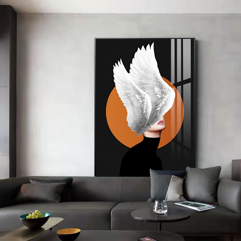 人物美女装饰画轻奢玄关画竖版走廊壁画客厅墙挂画超大尺寸落地画
