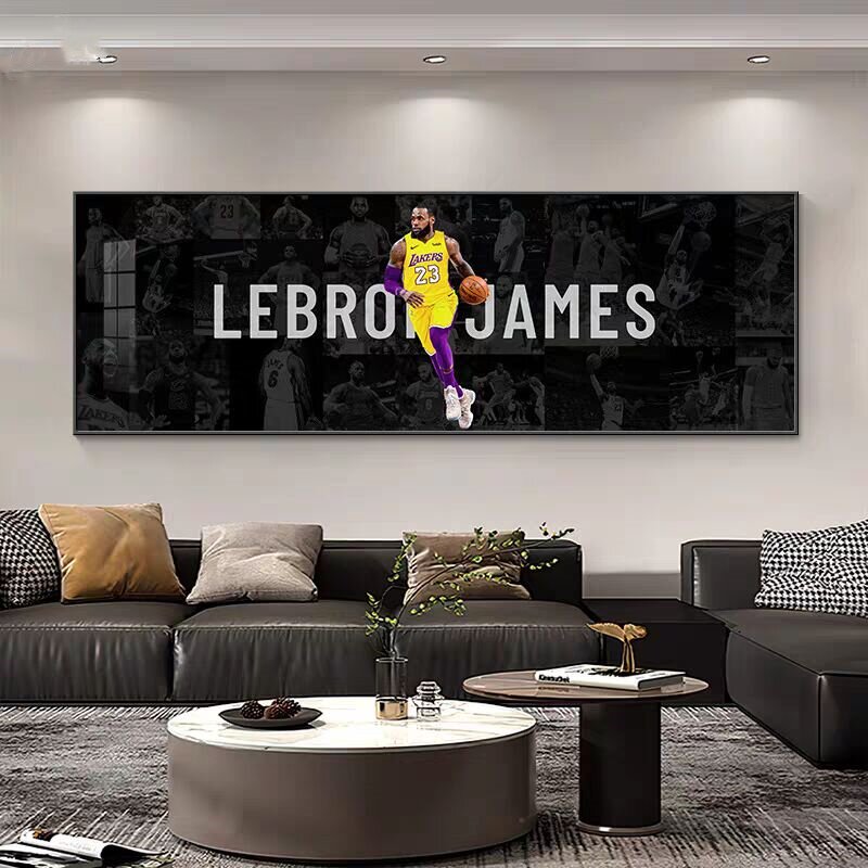 球星詹姆斯挂画NBA湖人篮球主题客厅装饰画James男孩卧室床头壁画