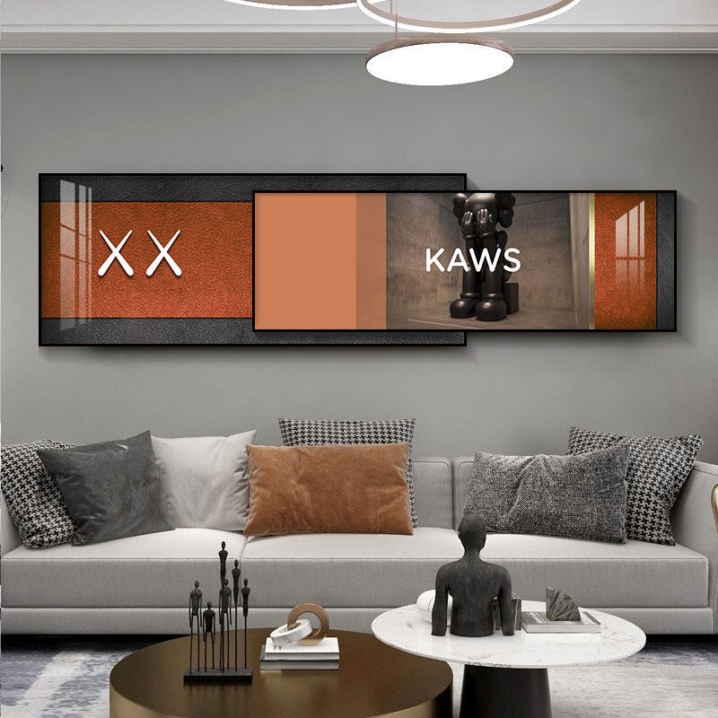 kaws挂画潮牌现代简约客厅装饰画创意叠加沙发背景墙壁轻奢床头画,家居饰品,现代装饰画,淘宝优惠券,粉丝福利购,淘宝优惠卷