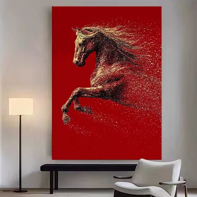 现代玄关马到成功骏马挂画