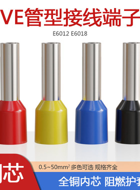 VE6012 6018管型端子针形预绝缘接线端子冷压端子6平方铜鼻子