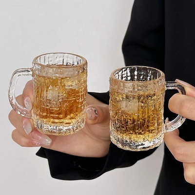 迷你ins创意家用带把手玻璃树纹