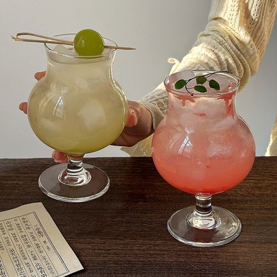 ins网红饭厅高脚玻璃果茶杯冷饮