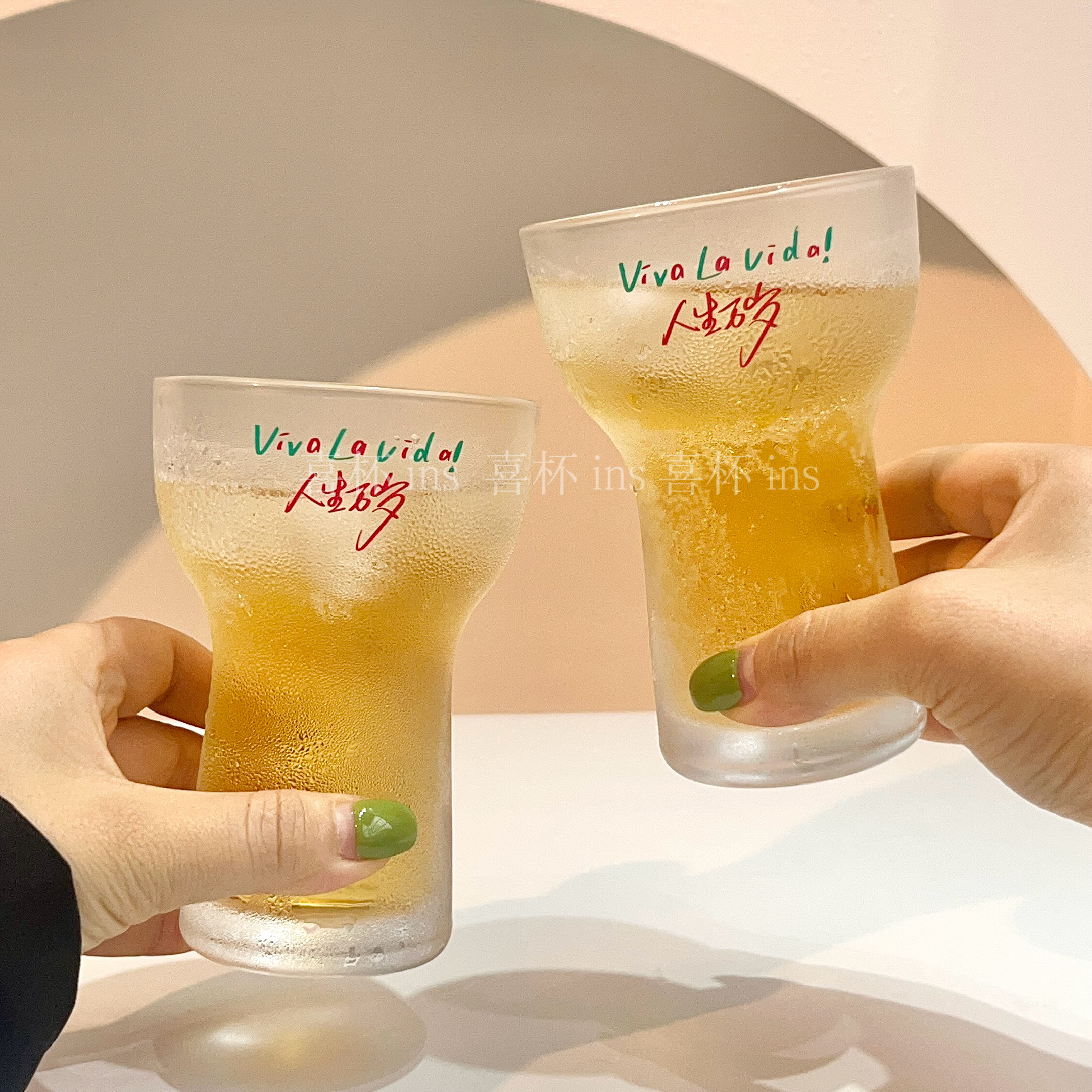 原创字母印花玻璃啤酒杯聚会酒杯