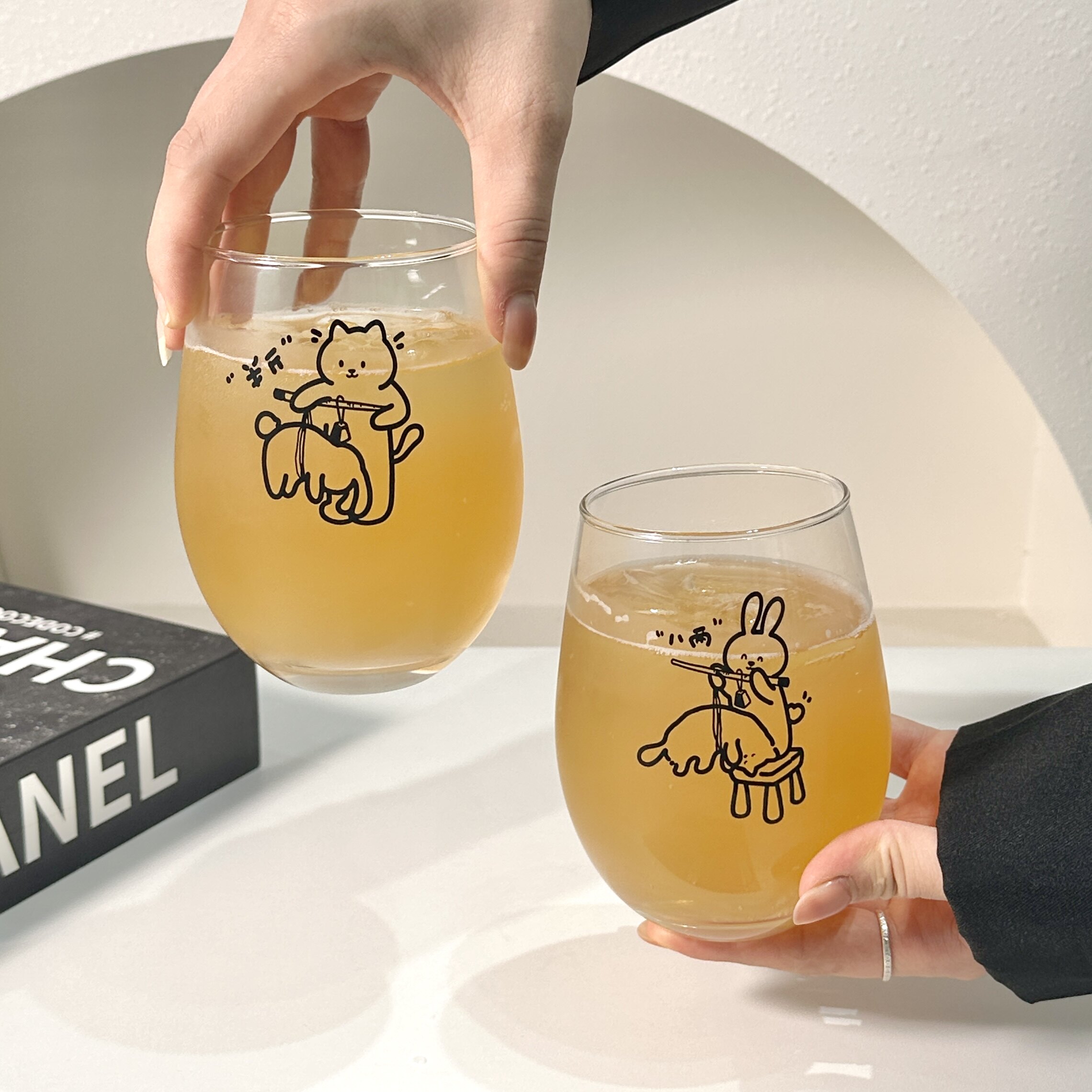 原创可爱蛋形小猫玻璃杯
