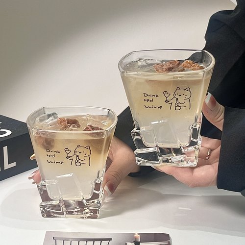 原创小猫威士忌杯冰块玻璃杯