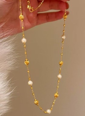 轻奢猫眼施家珍珠项链小众感叠戴项链