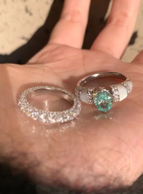 七夕节礼物s925银镀18k高碳钻圣彼得堡 鸽子蛋黄指冰花轻奢戒指