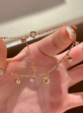 s925纯银爱心流苏锆石手链女生2025年新款轻奢小众精致感手饰