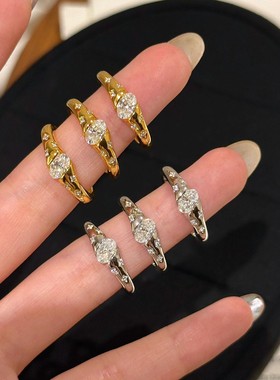 s925纯银镀18k金星芒小行星戒指小众时尚感轻奢精致叠戴