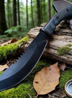 户外生存刀不锈钢阔腿刀木柄野营刀具便携式斩骨刀开山路防身刀具