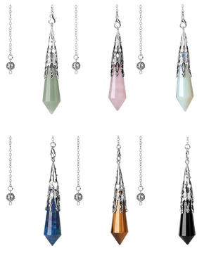 灵摆srt调频天然水晶闪光石复古红铜切面水晶白水晶灵摆吊坠srt