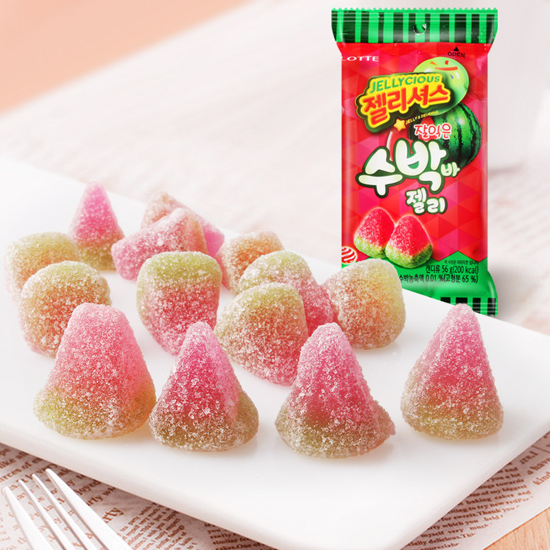 韩国进口 乐天西瓜味软糖QQ糖 软糯Q弹56克qq糖 儿童分享零食糖果
