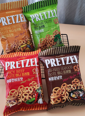 包邮韩国进口零食SAMJIN 切达芝士 芥末海鲜麻辣牛肉味蝴蝶卷饼干