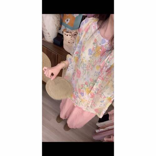【A179】夏季苎麻圆领小衫女 复古文艺气质衬衣宽松刺绣衬衫