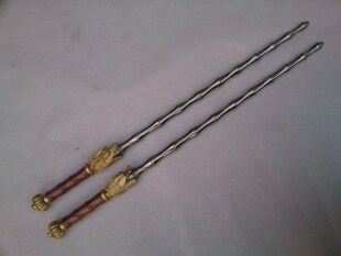 打神鞭钢鞭不锈钢实心双鞭龙头硬鞭竹节鞭双锏武术器材