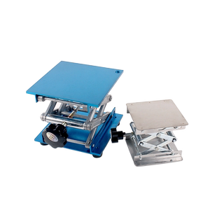 实验室用不锈钢升降台小型手摇升降平台微型手动升降器水平仪升支架铝氧化升高台便携式100/150/ 250 300mm