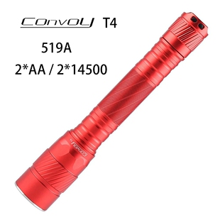Convoy手电筒红色T4 519A 迷你杆子AA 14500户外公园爬山徒步探路