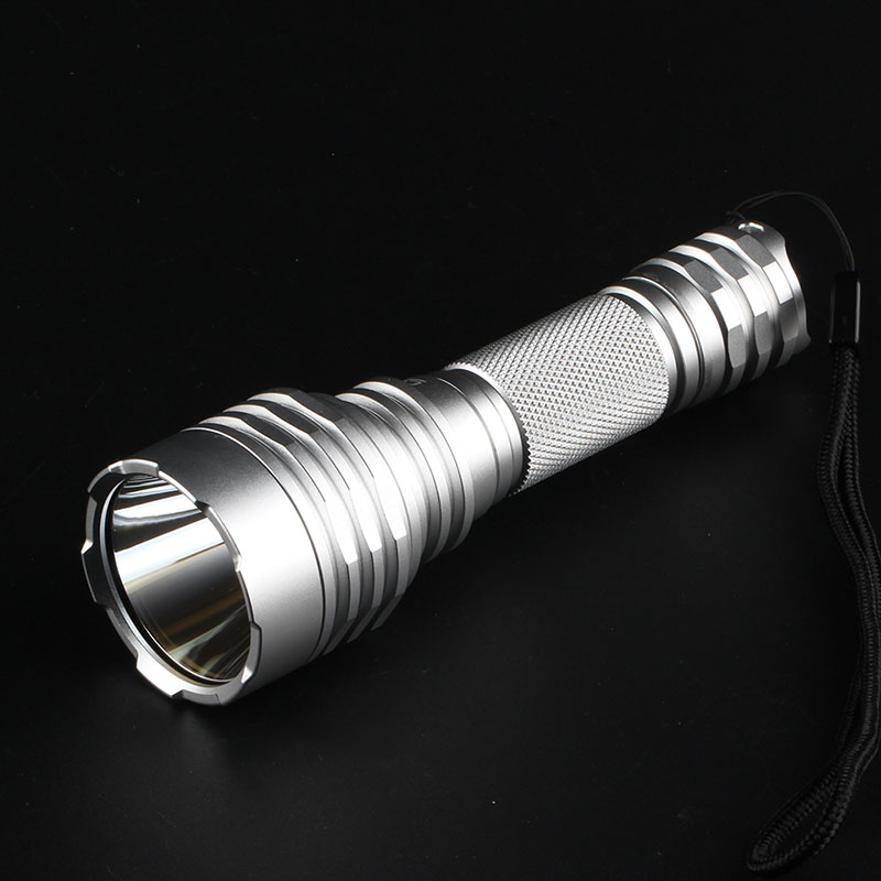 Convo手电筒银色C8+ 519A Led强光远射18650携带户外露营探路徒步