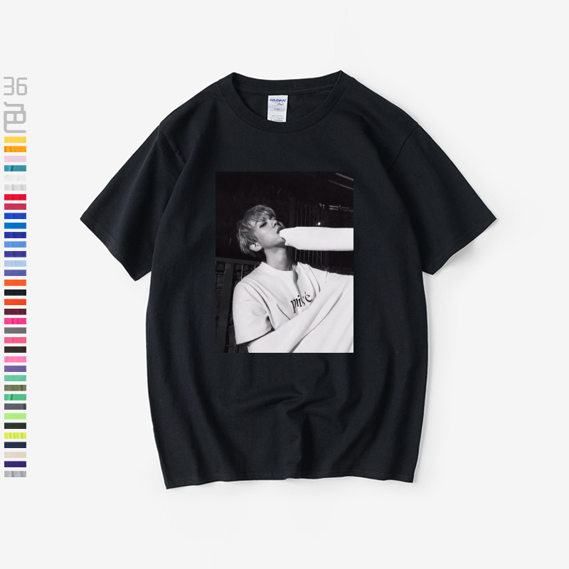 边伯贤prive人像圆领大码宽松T恤
