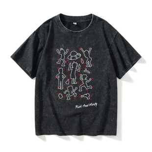 宽松夏季 瑞克与和莫蒂联名梵高呐喊T恤短袖 原创衣服女男圆领大码