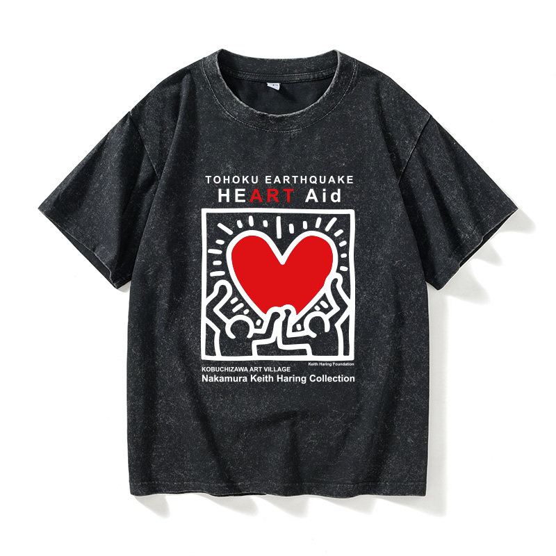keith haring联名凯斯 哈林t恤短袖港风衣服女男圆领大码宽松夏季