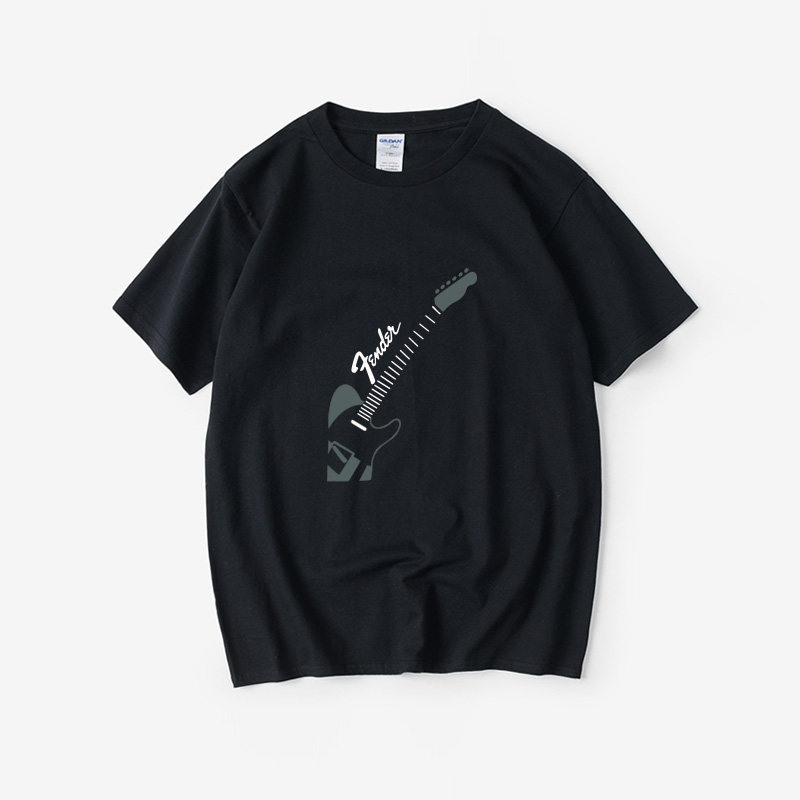 芬达吉他贝斯乐器芬德Fender爵士摇滚音乐队T恤短袖潮衣服男女圆