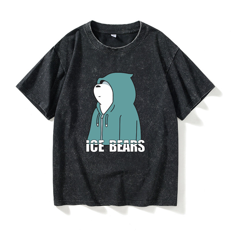 咱们ice bear裸熊国民老公白熊欧美t恤短袖休闲衣服女男圆领大码