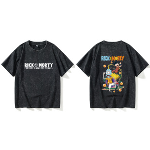 瑞克与和莫蒂联名梵高呐喊T恤短袖 宽松夏 中国风衣服女男圆领大码