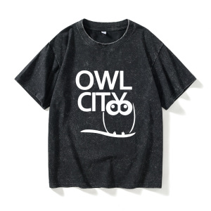 Owl City猫头鹰之城T恤短袖Oversize衣服女男圆领大码宽松夏季情