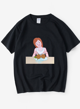 Joan cornella 趣味插画恶搞创意印花T恤短袖休闲衣服女男圆领大