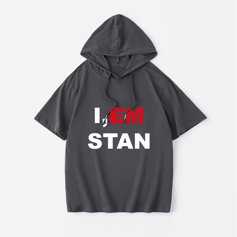 Eminem Stan阿姆嘻哈T恤短袖时尚衣服女男连帽背心宽松夏季情侣装