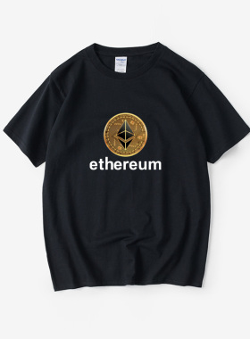 区块比以币eth矿ethereum圈狗狗币T恤短袖潮衣服男女