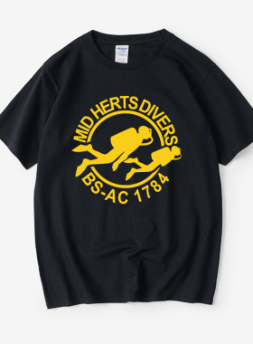 Mid Herts Divers Logo 潜水运动爱好者T恤短袖圆领夏季男女情侣