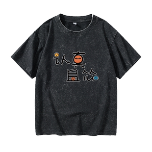 从一而终认真且怂 无理取闹T恤短袖内搭衣服女男圆领大码宽松夏季