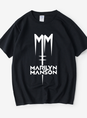 曼森 Marilyn Manson 乐队金属摇滚T恤短袖圆领夏季男女情侣装