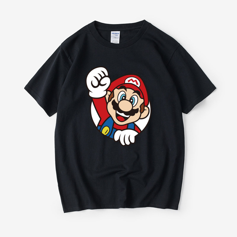 马里奥 短袖 玛丽 动漫卡通可爱t恤短袖圆领夏季男女情侣装