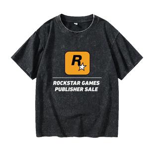 GTA5游戏公司 Rockstar Games周边R星标志T恤短袖新品衣服女男圆